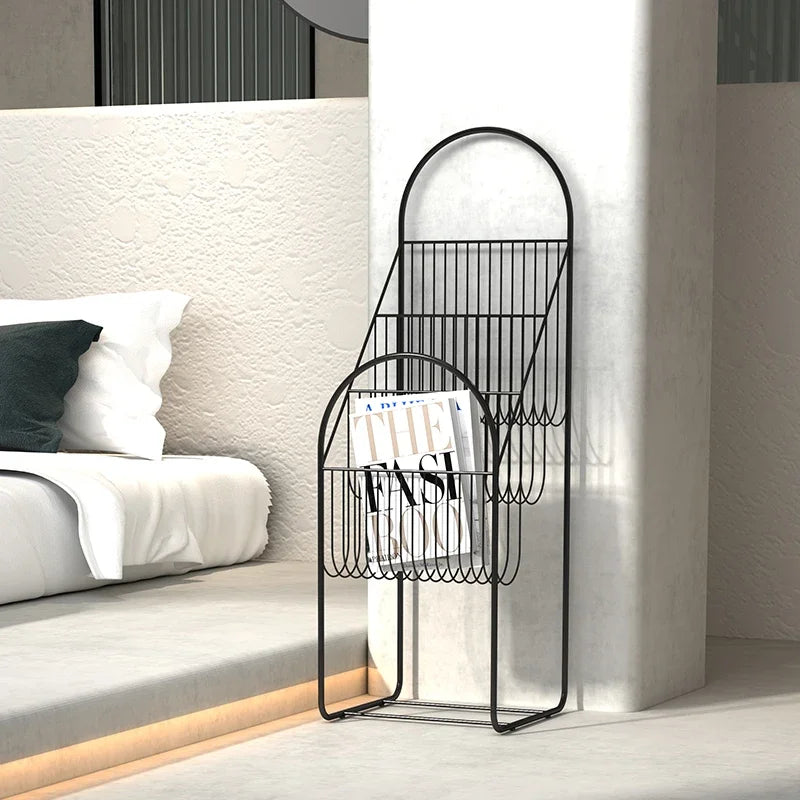 Light Luxury Style Magazine Rack Floor Display Rack Iron Books And Newspapers Rack Small Multi-layer Illustrated Book Storage