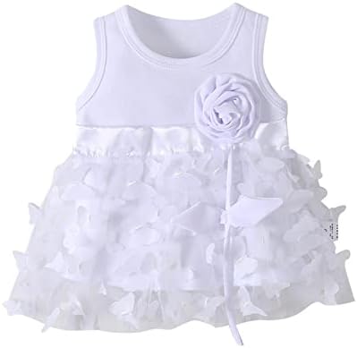 Newborn Spring Summer Ruffle Lace Sleeveless Princess Dress White 6-9 Months