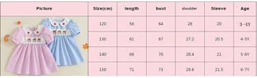 MCHAGIN Kids Baby Girls Short Sleeve Plaid Embroidery Dress