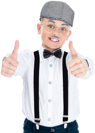 Kids 100 Day School Costume Set for Boys 1920s Grandpa Accessories