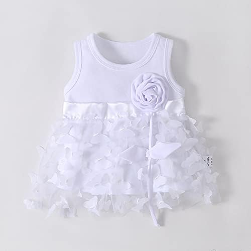 Newborn Spring Summer Ruffle Lace Sleeveless Princess Dress White 6-9 Months
