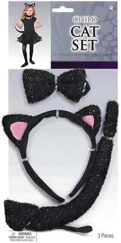 Adorable Kids Black Cat Costume Kit Girls Halloween Accessories
