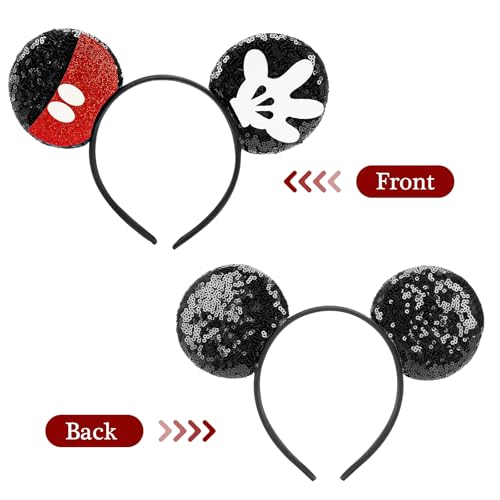 LYLINRed-Black Sequin Mouse Ears Headband Halloween Party Accessories