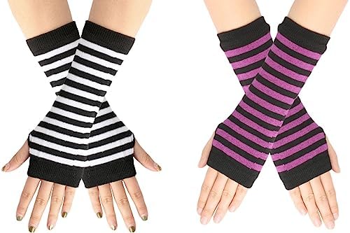 Warmbaby Rainbow Knit Arm Gloves for Girls