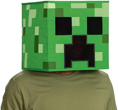 Disguise Block Head Mask Minecraft Creeper Costume Accessory