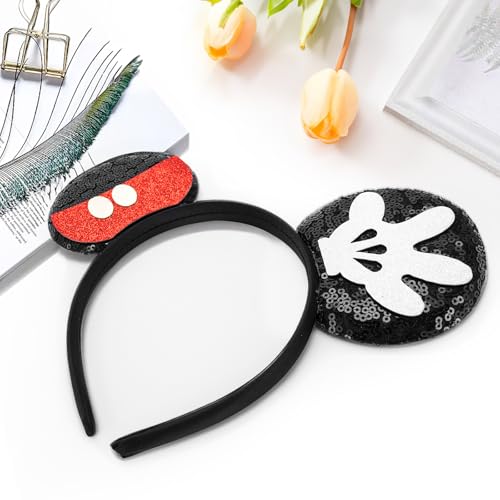 LYLINRed-Black Sequin Mouse Ears Headband Halloween Party Accessories