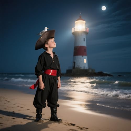 VZQI Pirate Hat for Kids Distressed Colonial Style 3-13T Halloween Costume