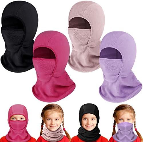 Funtery Kids Winter Face Mask Set - 4-Piece Balaclava for Skiing Cycling