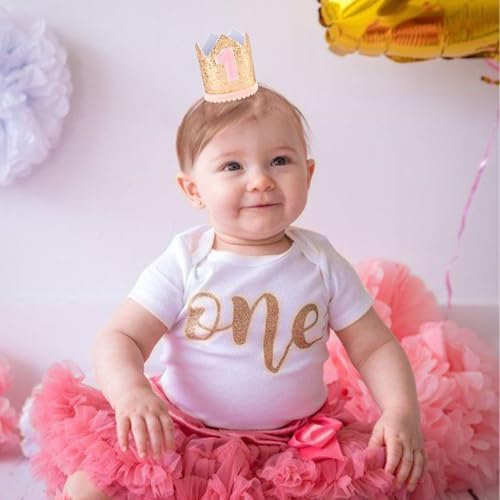 First Birthday Glitter Crown Headband for Girls