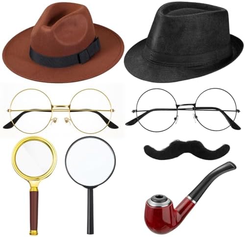8-Piece Detective Costume Kit for Kids Adults