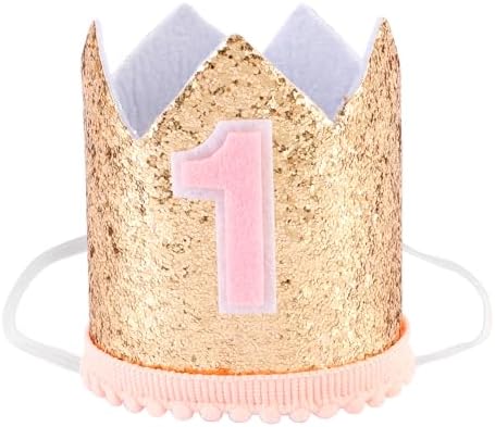 First Birthday Glitter Crown Headband for Girls
