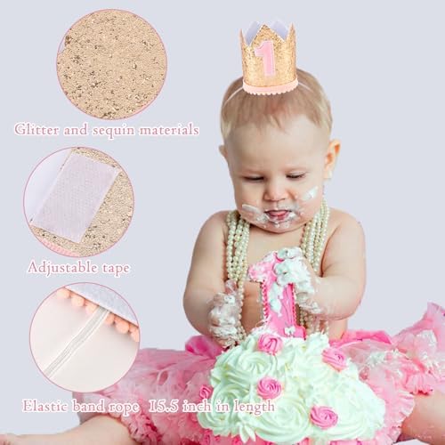 First Birthday Glitter Crown Headband for Girls