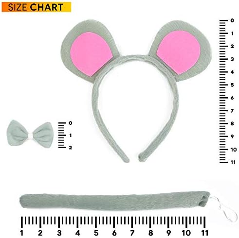 Skeulateen Mouse Costume Accessories - Ears Bow Tie and Tail for Toddlers