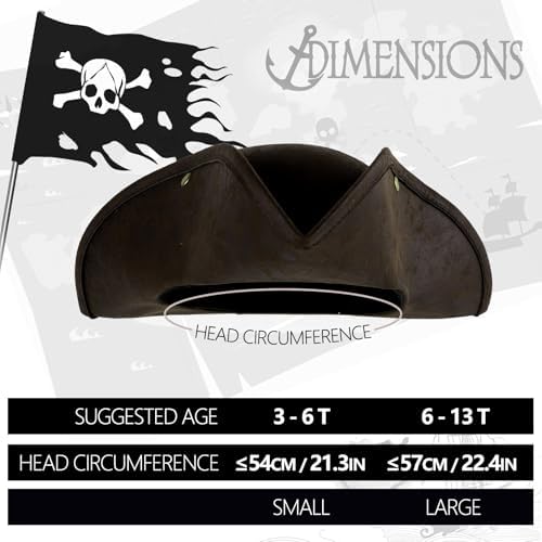 VZQI Pirate Hat for Kids Distressed Colonial Style 3-13T Halloween Costume