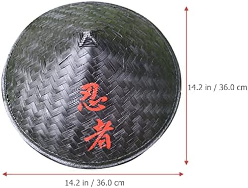 STOBOK Ninja Hat Black Bamboo Straw Conical Cap