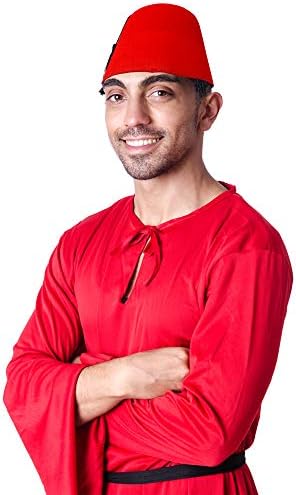 Skeleteen Arabian Red Fez Hat With Black Tassel