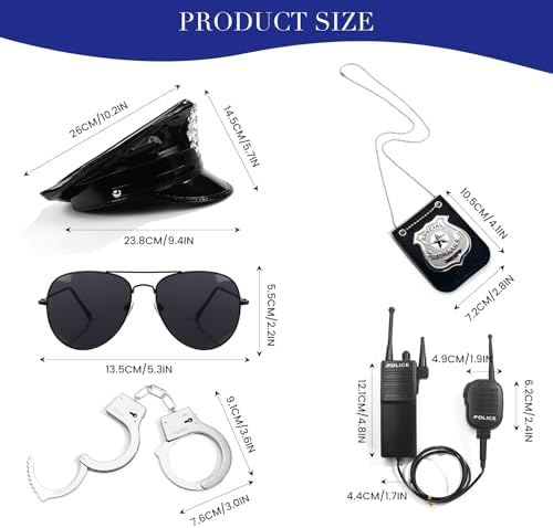 Adjustable Police Hat for Women Men Cop Accessories Set