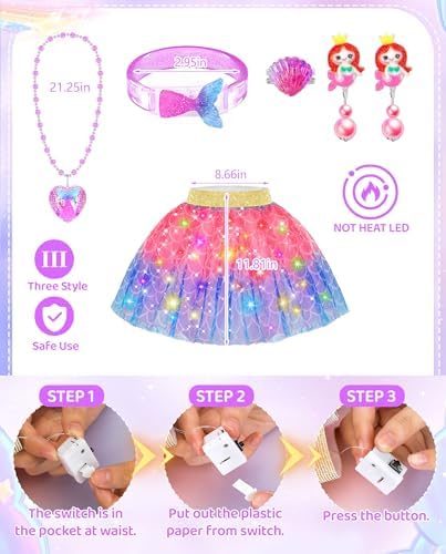 OHARLOBE Princess Dress Up for Girls 4-6 Light Up Costume Set