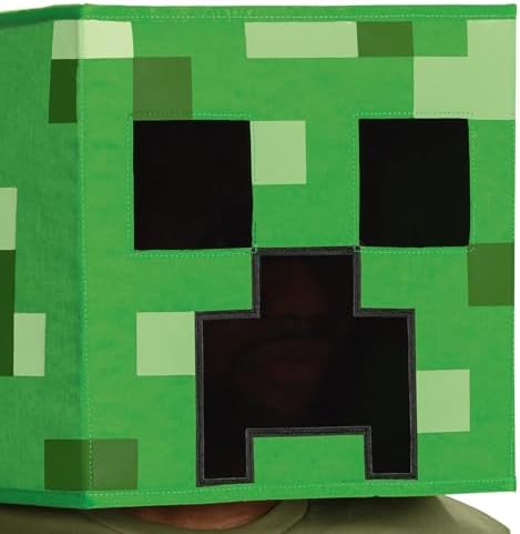 Disguise Block Head Mask Minecraft Creeper Costume Accessory