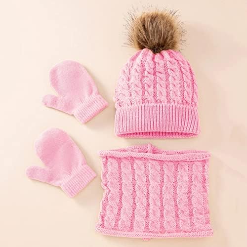 Toddler Winter Hat Scarf Gloves Set with Fleece Lining