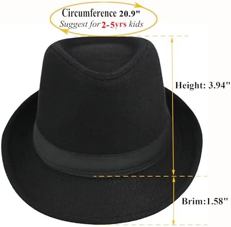UTOWO Kids Felt Fedora Trilby Ganster Hat Boys Ages 25