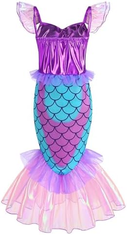 Mermaid Princess Costume Halloween Role-Playing Accessories for Girls with Crown