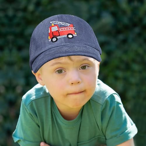 Cute Kids Baseball Cap with Fire Truck Embroidery