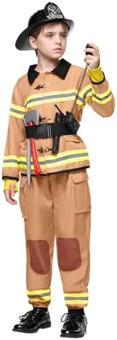 Spooktacular Boys Fireman Costume - Halloween Firefighter Kids Jumpsuit