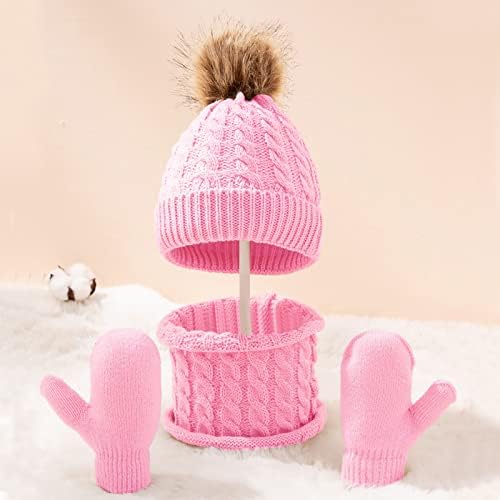 Toddler Winter Hat Scarf Gloves Set with Fleece Lining