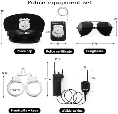 Fleursun Police Costume Accessory Set for Adults