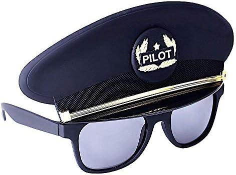 Sun-Staches Pilot Sunglasses Costume - Black Captains Look