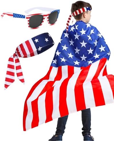BleSky Kids 4th of July Patriotic Flag Costume Cape