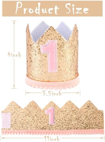 First Birthday Glitter Crown Headband for Girls