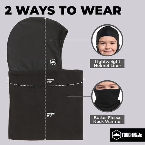 Stay Warm Kids Ski Neck Gaiter Toddler Fleece Neckwarmer with Helmet Liner Hood