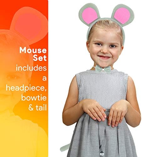 Skeulateen Mouse Costume Accessories - Ears Bow Tie and Tail for Toddlers