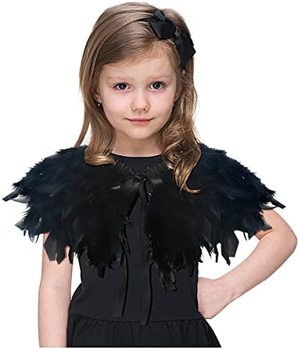 Childrens Black Feathers Cape Shawl Halloween Costume
