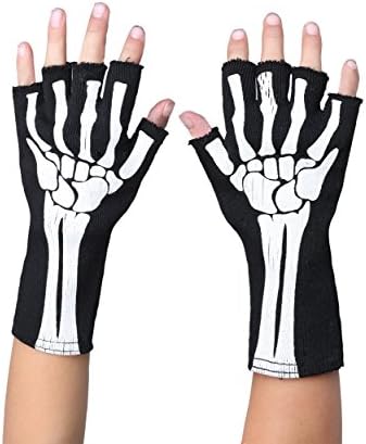 Fun Costumes Skeleton Fingerless Gloves for Kids