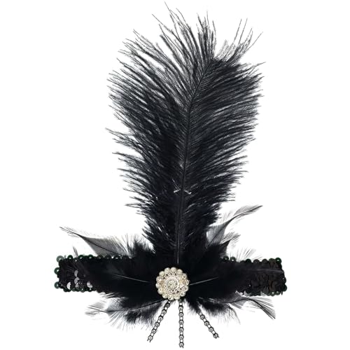 Elegant Black Charleston Feather Headband
