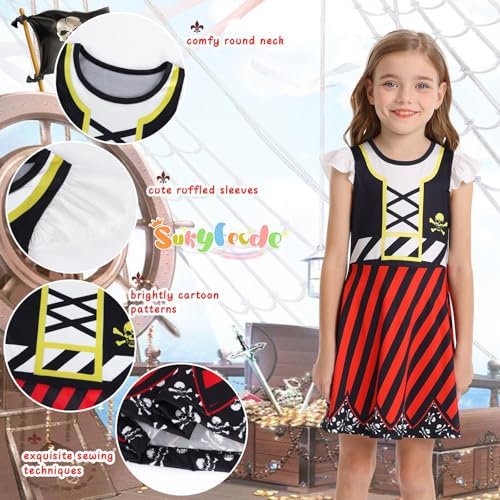 Girls Pirate Dress Buccaneer Cosplay Outfits for Kids Pirate Party Halloween