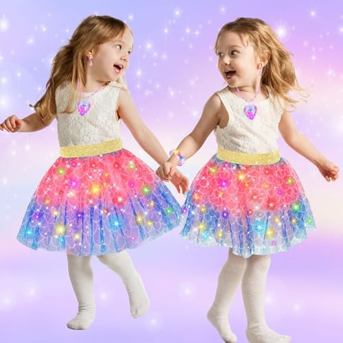 OHARLOBE Princess Dress Up for Girls 4-6 Light Up Costume Set