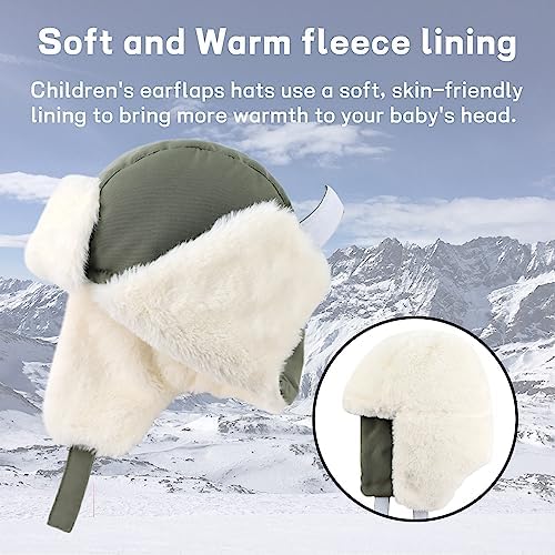 JANGANNSA Waterproof Windproof Winter Baby Beanie Fleece Lined Kids Trapper Hat
