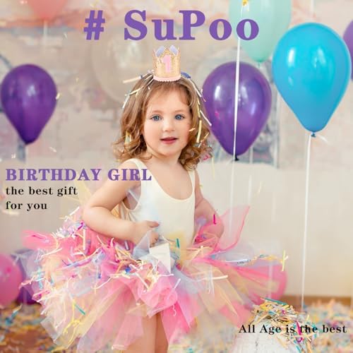 First Birthday Glitter Crown Headband for Girls