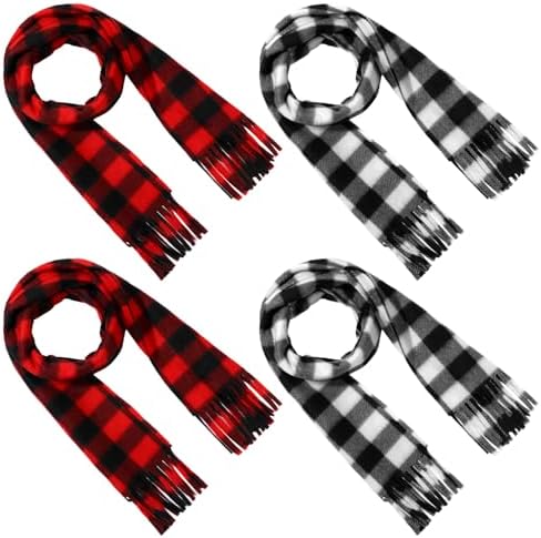 Bencailor 4 Pcs Kids Buffalo Plaid Scarves