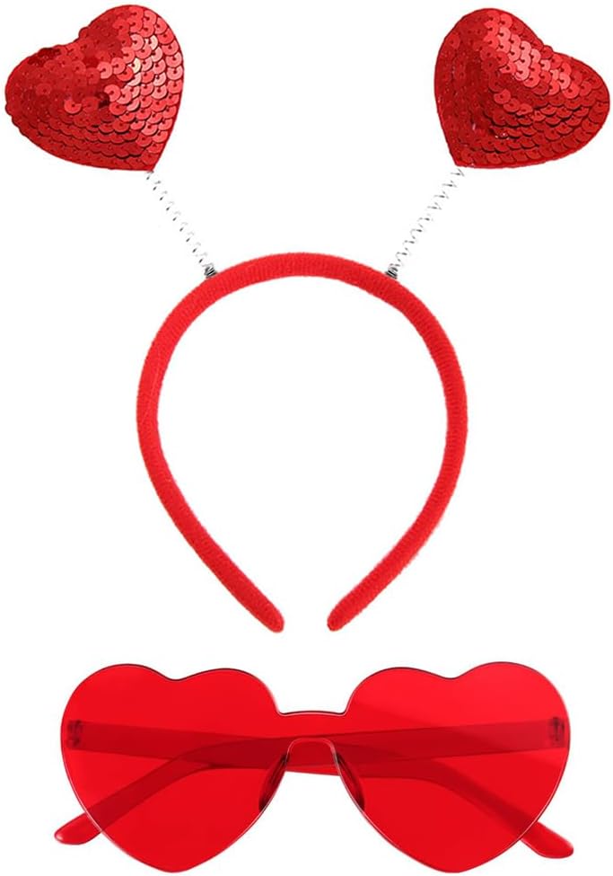 Valentines Heart Headband Sunglasses Set