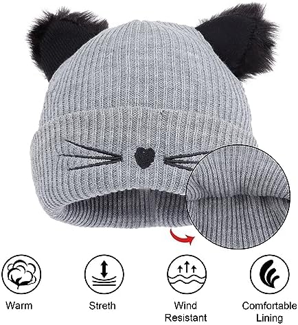 LiuSuper Women Cat Ears Beanie Hat