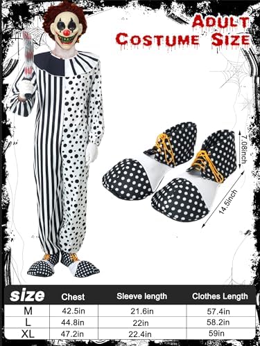 Ramped 5-Piece Scary Killer Clown Costume Set Halloween