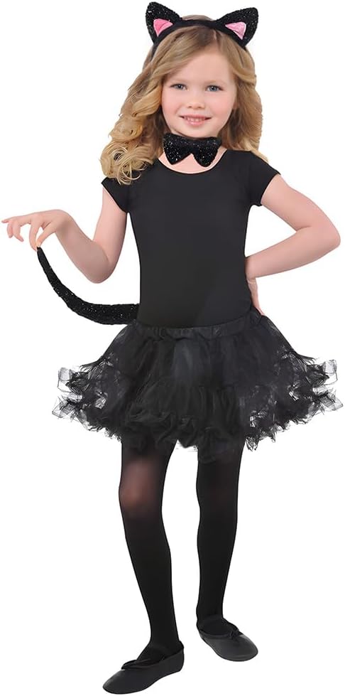 Adorable Kids Black Cat Costume Kit Girls Halloween Accessories