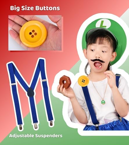 Mary Luigi Halloween Costume for Kids Hat Mustache Gloves More