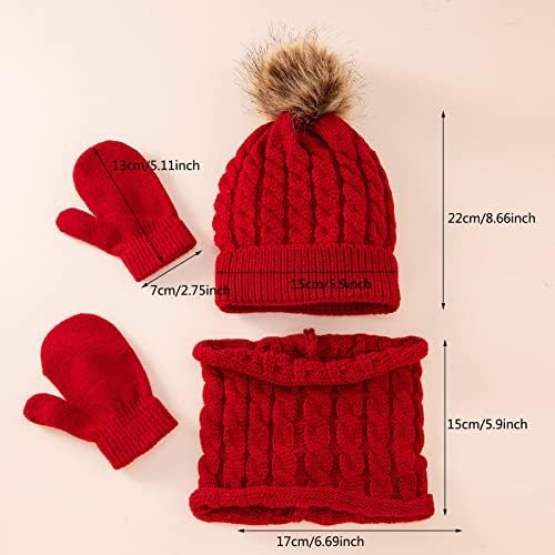 Toddler Winter Hat Scarf Gloves Set with Fleece Lining