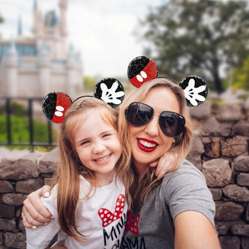 LYLINRed-Black Sequin Mouse Ears Headband Halloween Party Accessories